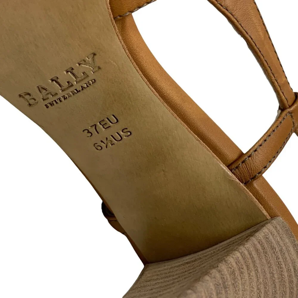 BALLY Switzerland Cognac Leather‎ Slingback Heels